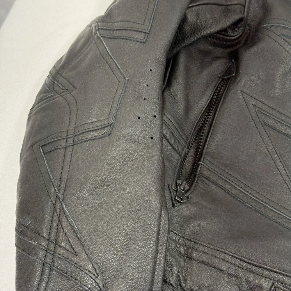 Teknic Black Padded‎ Leather Motorcycle Motocross Racing Jacket Size 42/52